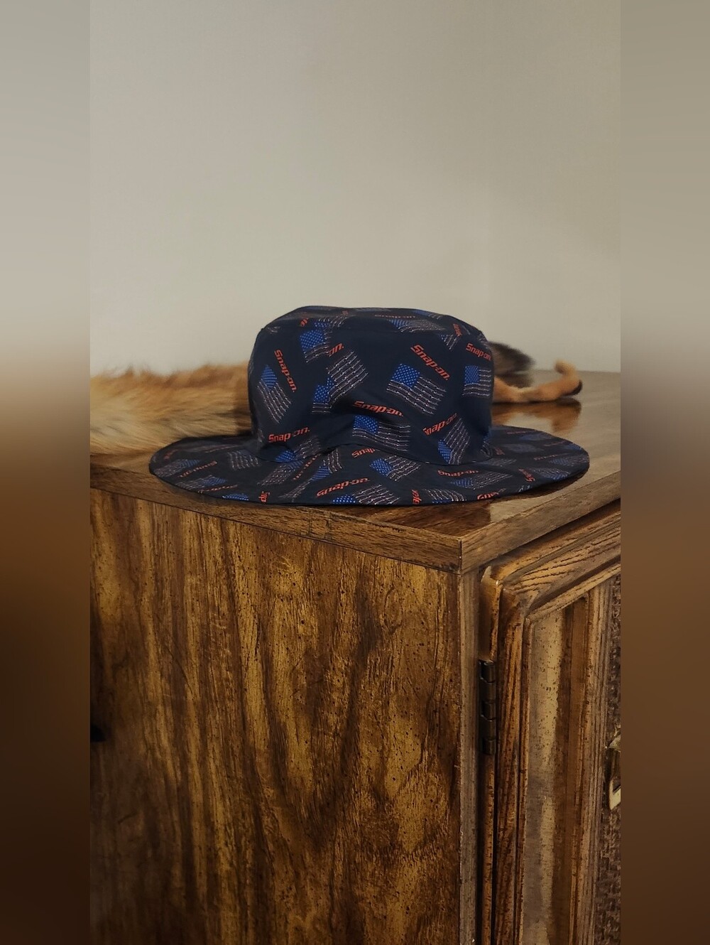 Snap-on American Flag Bucket Hat - Navy with Red & Blue - Picture 3 of 4